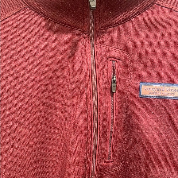 Vineyard Vines Men's Burgundy Half-Zip Sweater large EUC - Picture 4 of 7